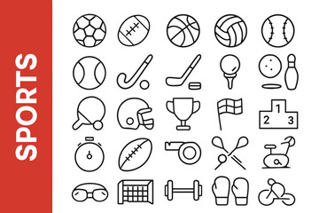 Sports Line Icon Set: Modern Fitness, Athletic & Competition Vectors