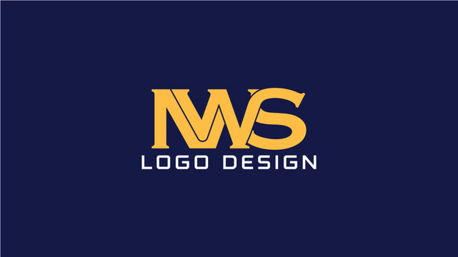 Premium MWS logo design with sharp golden lettering on dark blue background, ideal for luxury finance and wealth branding