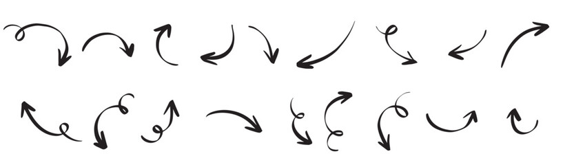 set hand drawn arrows isolated white background business infographic banner web concept design vector