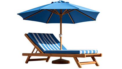 3d beach lounger with umbrella  isolated on transparent background summer beach edits element png