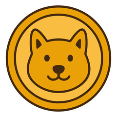 gold dog coin flat color vector illustration template design