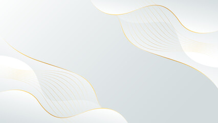 Elegant white-gray luxury background. Abstract wave dynamic wallpaper with gold lines. Template banner background for sales, business, ads, events, web, and pages