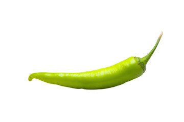 a green chili pepper on a white background