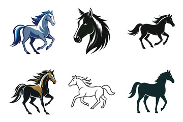 Horse Vector Icon Set – Minimalist Silhouette Style