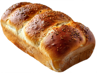 Golden brown bread with sesame seeds isolated on transparent picture