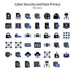 cyber security and data privacy icons collection