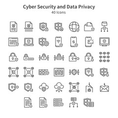 cyber security and data privacy icons collection