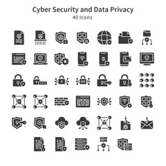 cyber security and data privacy icons collection
