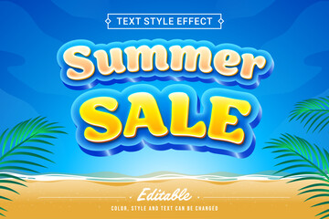 Editable Summer Sale Typography Text Effect with Beach Theme