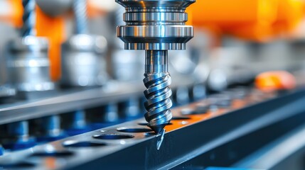 Close Up View Of Industrial Metal Milling Machine