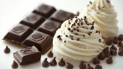 Delicious Whipped Cream Dessert With Chocolate Pieces