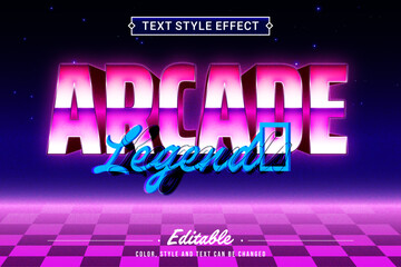 Editable Retro Arcade Text Effect in 80s Neon Style – Vector Typography Design