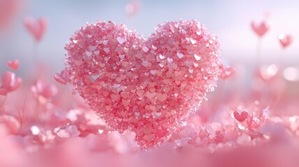 Pink Heart Shape Made Of Tiny Hearts