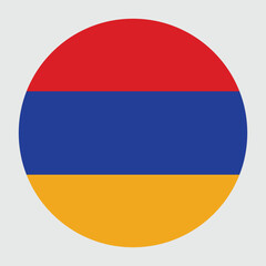 Round flag of Armenia country. Button with Armenian flag. Flag of Armenia badge.  Armenia flag with button or badge. Vector illustration.
