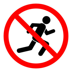 prohibited running icon, no running sign, isolated on white background
