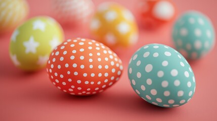 Colorful Easter Eggs With Polka Dot Patterns