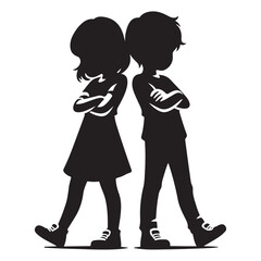 Chibi Friends Arms Crossed Silhouette with Attitude