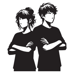 Chibi Friends Arms Crossed Silhouette with Attitude