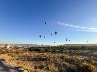 Hot air balloon in Goreme Town, Cappadocia, Türkiye