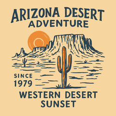 Arizona desert adventure sunset landscape retro wild t-shirt graphic