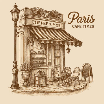 Paris cafe coffee shop sketch vintage outdoor seating t-shirt design