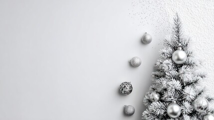 Silver Christmas tree with ornaments