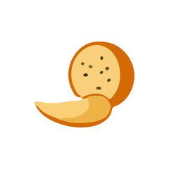 Simple Bread Slice Vector Icon with Seeds