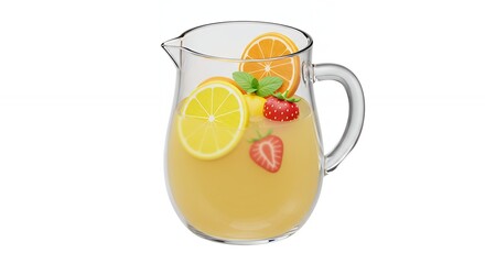 Clear beverage pitcher with fruit garnish