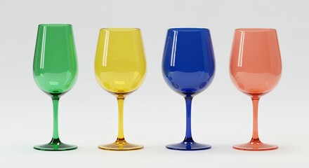 Colorful wine glasses studio shot