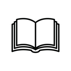 Open Book Icon Black Outline No Fill Vector Graphic Simple Line Art Book Illustration Reading Literature Education Symbol Knowledge Textbook Pages Open Book Design Element