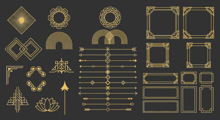 Decorative Geometric Elements Set Art Deco Style Vector Collection for Elegant Designs