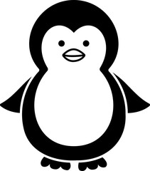 Cute smiling penguin silhouette icon vector.
Flat style cartoon penguin illustration.
Transparent background. SVG.