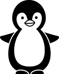 Cute smiling penguin silhouette icon vector.
Flat style cartoon penguin illustration.
Transparent background. SVG.