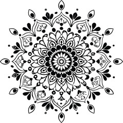 Decorative floral mandala vector with an ornate round lace pattern, perfect for oriental seamless design and vintage art illustration