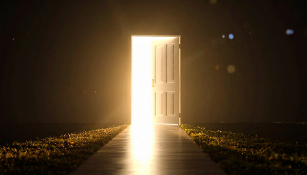 A Glowing Path Through an Open Doorway to a Brighter Future