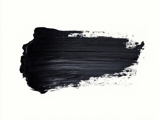 Bold black paint stroke on white canvas for artistic presentations