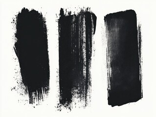 Abstract grunge brush strokes in flat black vector style illustration