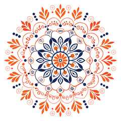 Decorative floral mandala vector with an ornate round lace pattern, perfect for oriental seamless design and vintage art illustration