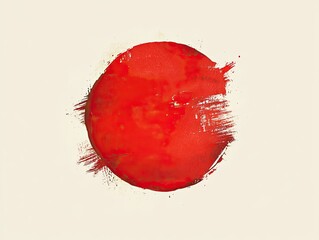Abstract Red Circle with Grunge Brush Strokes for Artistic Designs