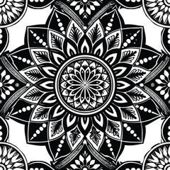 Decorative floral mandala vector with an ornate round lace pattern, perfect for oriental seamless design and vintage art illustration