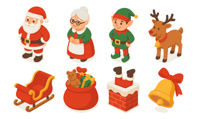 Fototapeta premium Santa's festive icon set for christmas design and decoration projects