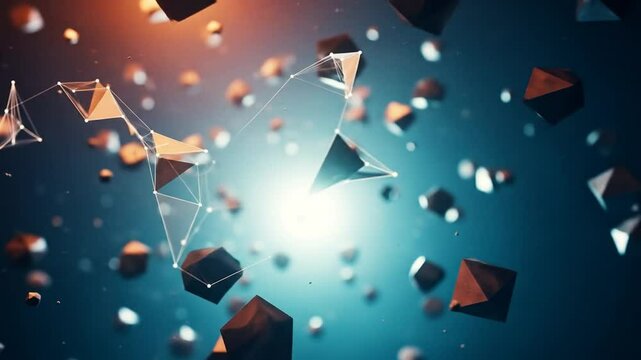 Abstract 3D Geometric Shapes and Network Connections