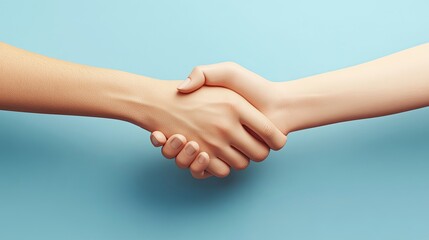 Minimalist 3D Icon Depicting Two Hands Shaking in Flat Design Style Concept