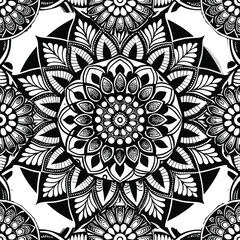 Decorative floral mandala vector with an ornate round lace pattern, perfect for oriental seamless design and vintage art illustration