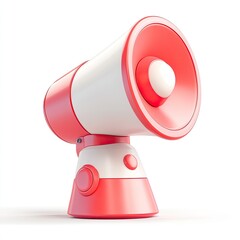Captivating 3D Cartoonish Megaphone Icon in Red and White for Announcements