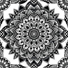 Decorative floral mandala vector with an ornate round lace pattern, perfect for oriental seamless design and vintage art illustration