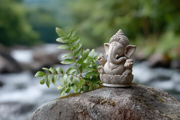 Fototapeta premium ganesh chturthi concept beautiful statue of lord ganesha
