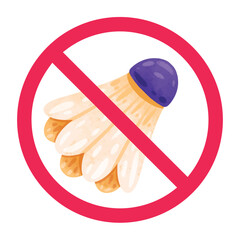 No shuttlecock sign, forbidden badminton sign, isolated vector art