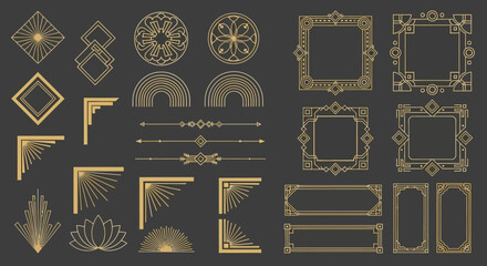 Elegant Art Deco Vector Set Geometric Frames and Design Elements for Sophisticated Creative Projects