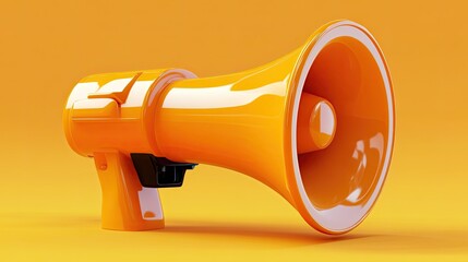Eye-Catching 3D Megaphone Icon on Vibrant Orange Background for Announcements